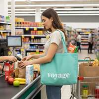 Bolsa de Compras de Lona de Algodón con Logotipo Personalizado, Diseño Impreso, para Supermercado, Playa, Tienda, con Varios Tamaños