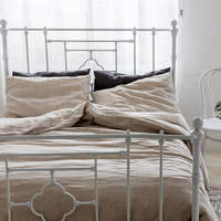 Drap de housse en lin français naturel, luxueux, avec taie d'oreiller, vente en gros