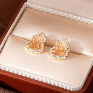 Hypoallergenic <b>Stud</b> <b>Earrings</b> Orange Gradient <b>Crystal</b> Gourd <b>Earrings</b> Women Trendy Micro Pave Zircon <b>Crystal</b> Gourd <b>Stud</b> <b>Earrings</b> - Product Image 5
