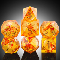 Ensemble de dés Donjons et Dragons, 7 pièces de noyau liquide Dragon en résine Sharp Edge-Collection complète de dés RPG