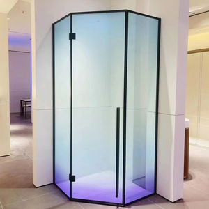 Puerta de Ducha Corredera Individual de Cristal de 6mm con Bisagras, Estilo Hogareño, Kit Completo, Negro, para Baño de Hotel, OEM ODM - Product Image 4
