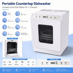 Lave-vaisselle portable de comptoir avec réservoir d'eau de 2 L, lavage à haute température, séchage à air chaud PTC pour la cuisine à domicile - Product Image 3