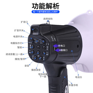 Cr-622 Handheld Megaphone 20W Rechargeable Bluetooth Speaker With Recording And Alarm Function For Advertising Use - Product Image 2