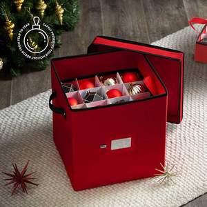 Premium Red 64 Compartments Christmas Ornament <b>Storage</b> <b>Box</b> with 4 Individual Trays - Product Image 3