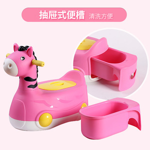 ที่นั่งฝึกขับถ่ายรูปม้าการ์ตูนสีชมพูพร้อมล้อสำหรับเด็กวัยหัดเดิน - Product Image 4