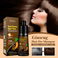 Shampoo colorant capillaire brun foncé au ginseng 3 en 1, coloration capillaire naturelle à base de plantes, sans ammoniaque, application facile, couverture à 100% des cheveux gris