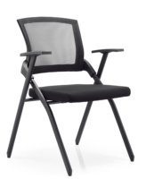 Chaise de formation ergonomique moderne pliable en alliage d'aluminium avec tablette d'écriture - Chaise de direction de conférence à domicile en maille réglable en hauteur