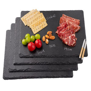 Prix d'usine bon marché planche à fromage noire en pierre naturelle assiette à sushi en ardoise pour le service des aliments napperons en ardoise avec logo personnalisé - Product Image 3
