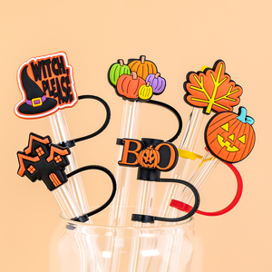 En gros, Capuchon de <span class=keywords><strong>paille</strong></span> en silicone 2D de 8 mm sur le thème d'Halloween, motif Chapeau de sorcière 'Trick or Treat', avec sangle, parfait pour la décoration des boissons d'automne - Product Image 4