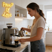Neonawall Power Love Golden Cursive Hearts LED Neon Sign DC5V Dimmable IP65 Waterproof 2-Year Warranty for Bedroom Decor Wedding