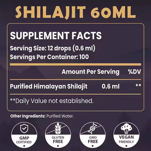 Extracto de Resina de Shilajit del Himalaya Purificado en Gotas Líquidas, Suplemento Antioxidante para la Digestión y el Apoyo Inmunológico, Sin Gluten, para Adultos - Product Image 6