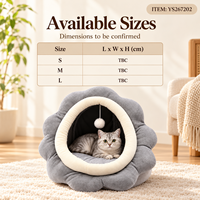Lit pour chat rond en peluche courte grise et crème Yangyangpet avec jouet à suspendre en forme de balle