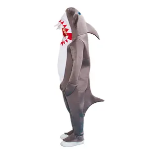 Флисовый комбинезон унисекс, смешной костюм серой акулы для детей, универсальный размер, на Хэллоуин