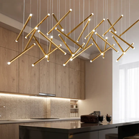 ECOJAS Luminaire suspendu LED long en aluminium moderne pour salle à manger et escalier, plafond haut, décoratif, à intensité variable