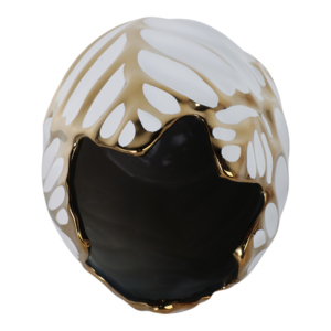 Vaso in Ceramica Moderno con Design a Foglia Scolpita, Oro e Bianco, Decorazione d'Arredo per Soggiorno, Camera da Letto, Tavolo, Ufficio, Mensola - Product Image 5