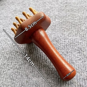 Universele full-body schraapgereedschap met houten handvat, ionische kam voor puls-abdominale <span class=keywords><strong>massage</strong></span> voor hoofd, schouders, nek - voor gebruik - Product Image 2
