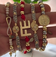 Bracelet fait main avec pendentif croix Vierge plaqué or, bijoux religieux catholiques