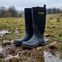Bottes de pluie confortables et douces en néoprène imperméable pour hommes, hauteur genou, modèle YL3680, idéales pour la ferme