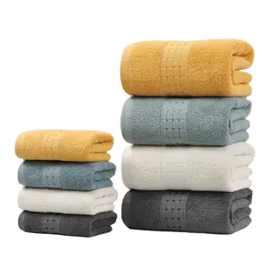 Custom Logo Bathroom Three Piece Pure Cotton Bath Towel Plain Color Gift Ribbon Hotel Bath Towel Set 3 Pcs