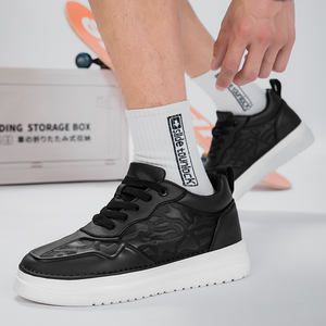 Nouvelles Chaussures de Sport Blanches pour Hommes, Mode Automne, Décontractées, en Cuir de Vachette Gaufré à Motifs, Semelle Épaisse Rehaussante de 8 cm, avec Doublure en Maille - Product Image 4