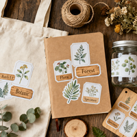Autocollants Ginkgo personnalisés en papier botanique mat découpé, ruban adhésif auto-adhésif en rouleau pour journal, agenda, scrapbooking et loisirs créatifs