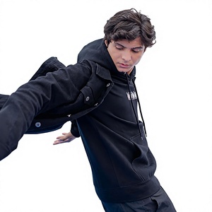 Chaqueta de Mezclilla Negra para Hombre ELYSIAN INDUSTRIES, Corte Regular, Cierre de Botones, Color Sólido, Estilo Casual para Otoño, Lavable, Diseño con Costuras Decorativas - Product Image 3