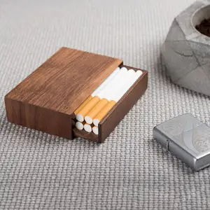クリエイティブメンズシガレットホルダー高圧手作りギフトウッドクラフト喫煙ボックスポータブル小型木製シガレットケース