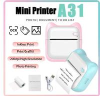 Printer saku portabel instan Mini HD kertas termal 55mm Label kantor cetak foto kompatibel dengan ponsel