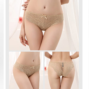 Braguitas de bikini de encaje floral para mujer, de talle bajo, transparentes, sexys, de color liso, suaves y elásticas, lencería femenina OEM ODM - Product Image 4