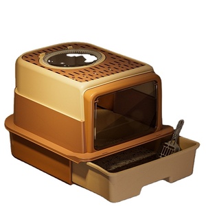Caja de arena para gatos de plástico completamente cerrada de gran tamaño con espacio interior de 20L Caja de arena para mascotas de diseño de <span class=keywords><strong>mango</strong></span> de cierre a presión fácil de limpiar - Product Image 4