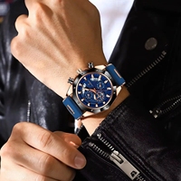 Jam Tangan Pria POEDAGAR 913 Luminous Sport Business Chronograph Mewah Fashion Tahan Air Tali Silikon Quartz