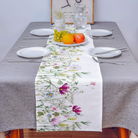 Chemin de table rectangulaire en lin imprimé numériquement par sublimation, motif personnalisé, taille sur mesure, avec dentelle, pour la décoration de la maison, tendance 2023