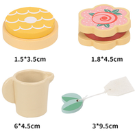 Service à thé en bois pour tout-petits, design Art Déco, décoration de table de jeu pour filles et garçons, pots et casseroles couleur naturelle, coffret cadeau d'anniversaire pour enfants