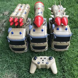 로켓 발사기가있는 RC 군용 트럭 미사일 전투 군용 트럭 장난감 소년 충전식 배터리 선물