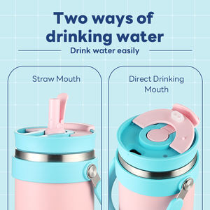 40oz polvere rivestita Flip paglierino senza Bpa in acciaio inox a doppia parete vuoto termico per auto da viaggio tazza tazza da caffè con manico - Product Image 3