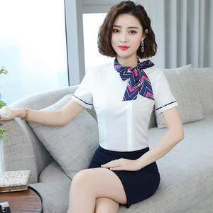 Chemise professionnelle d'été à manches courtes avec nœud Bijouterie Lunettes <span class=keywords><strong>Magasin</strong></span> <span class=keywords><strong>Vendeur</strong></span> Chemise de travail pour femmes - Product Image 5