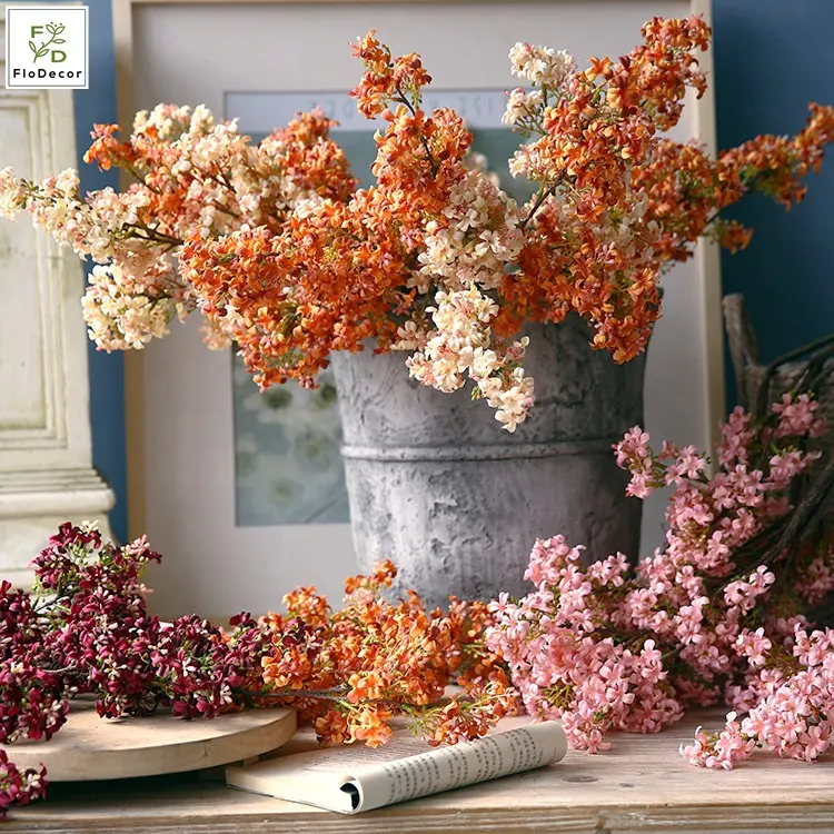 ดอกไม้ประดิษฐ์สีม่วงอ่อนสไตล์วินเทจดอกไม้จำลองของตกแต่งห้องนั่งเล่นสำหรับงานแต่งงาน