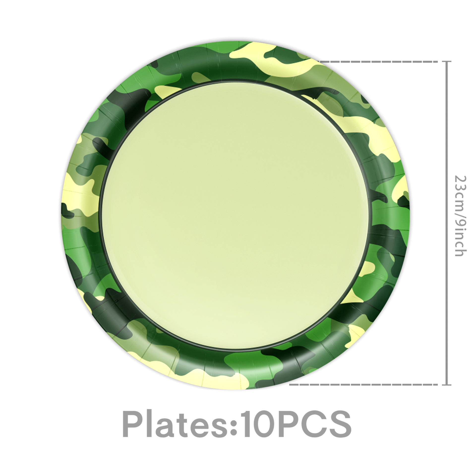 Assiettes en carton vertes - 10 pièces, 23 cm (9 pouces)