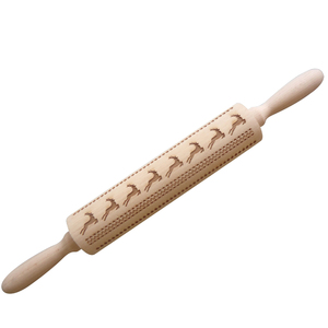 カスタマイズされたブナ生地ペストリーローラーエンボス麺棒ベーキング用木製クリスマス麺棒 - Product Image 1