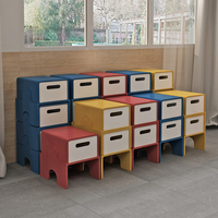 Tabouret à double paroi en ABS avec tiroir coulissant, empilable pour le rangement ou la plateforme de chœur, base antidérapante