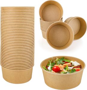 Bát súp giấy kraft dùng một lần, bao bì giấy đựng thức ăn mang đi, bát salad có nắp - Product Image 3