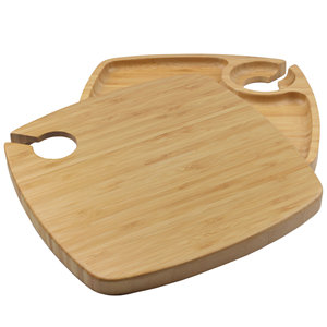 Vaisselle réutilisable en bois de bambou Porte-verre à vin Carré Creusé Assiettes pour événements traiteur, vacances ou fournitures à usage domestique - Product Image 2