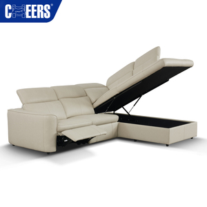 MANWAH CHEERS - Conjunto de Sofá Seccional Reclinable Eléctrico Moderno de Cuero Genuino para Sala de Estar, <span class=keywords><strong>4</strong></span> Plazas con Chaise Longue con Espacio de Almacenamiento - Product Image 3