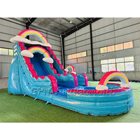 Toboggan aquatique gonflable commercial de 18 à 20 pieds de haut, motif marbre, pour adultes, idéal pour la location événementielle