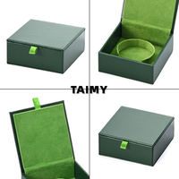 Boîte d'emballage pour bijoux en cuir PU avec logo personnalisé, boîte de présentation carrée en velours pour bracelets et joncs, petit MOQ 2 pièces, boîte de rangement cadeau, vente en gros