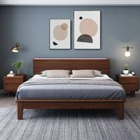 Lit double avec rangement en bois de chêne massif moderne personnalisé modèle Xiangling 321, taille king, meubles de chambre à coucher pour hôtels et appartements