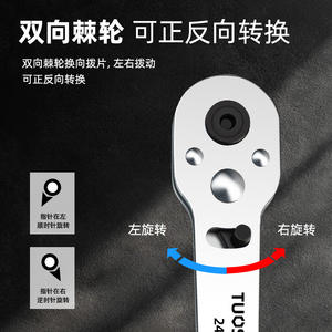 Clé à cliquet miniature Tuosen 1/4 pouce à dégagement rapide, outil à douille bidirectionnel en acier à haute teneur en carbone avec poignée polie pour usage DIY - Product Image 3