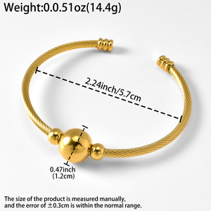 Bijoux fantaisie, bracelets en acier inoxydable plaqué or 18 carats, boules entrelacées, cadeaux de mariage pour femmes - Product Image 2