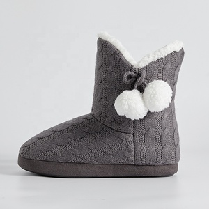 Woman Women Women's Ladies Winter Warm Cable <strong>Knitted</strong> Indoor Floor Room Fluffy Sherpa Lined Non-slip Home <strong>Slippers</strong> Booties <strong>Boots</strong> - Product Image 3
