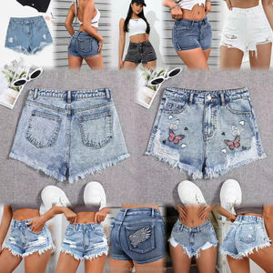 Vente <span class=keywords><strong>en</strong></span> gros usine : Jeans sexy taille haute pour femmes et shorts <span class=keywords><strong>en</strong></span> <span class=keywords><strong>jean</strong></span> décontractés taille mi-haute coupe droite pour l'été, technique délavée - Product Image 3